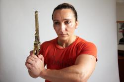 ANGELINA STANDING POSE WITH GUN